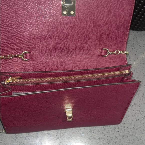 Henri Bendel Deep Red Clutch with Gold Chain - Picture 10 of 13